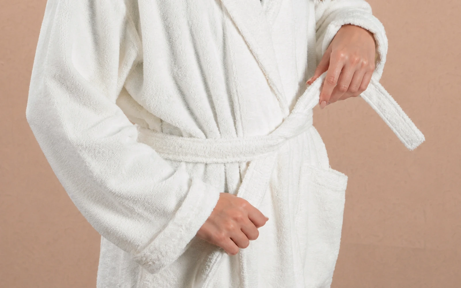 Fiesta Unisex Kopenaki Cotton Boucel Textured Bathrobe Set 6 PCS - Cream & Green