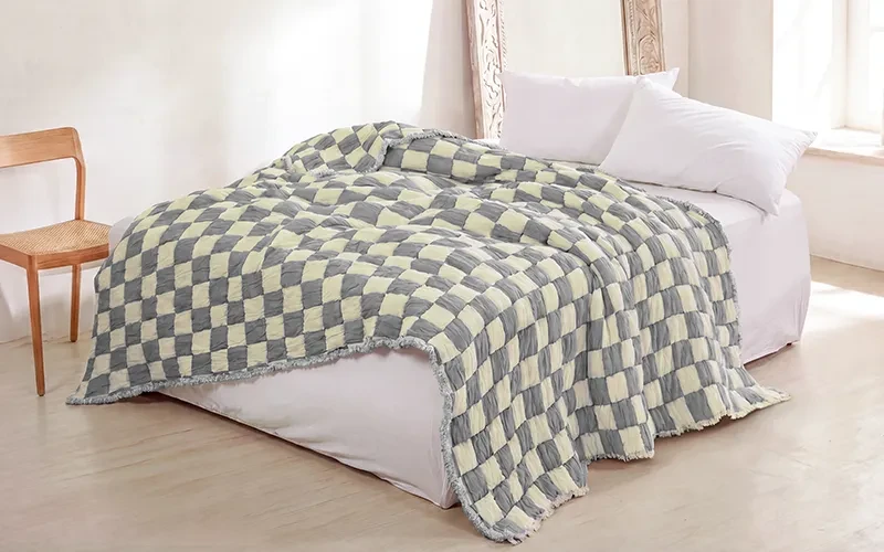 Dama Turkish Cotton BedSpread Bedding 1 PC - King Grey Blue