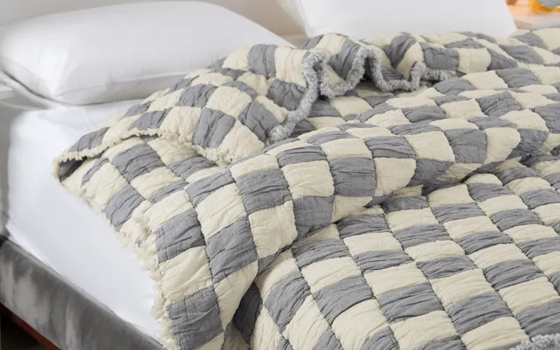 Dama Turkish Cotton BedSpread Bedding 1 PC - King Grey Blue