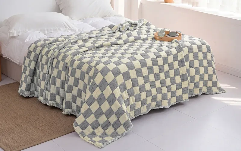 Dama Turkish Cotton BedSpread Bedding 1 PC - King Grey Blue