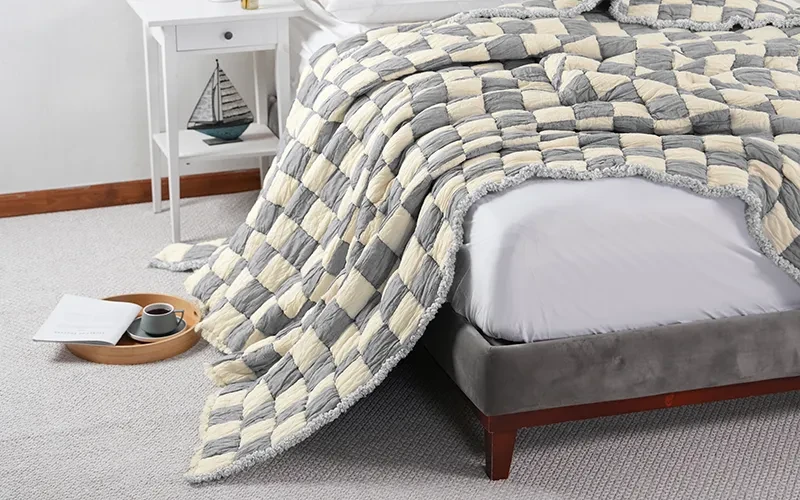 Dama Turkish Cotton BedSpread Bedding 1 PC - King Grey Blue