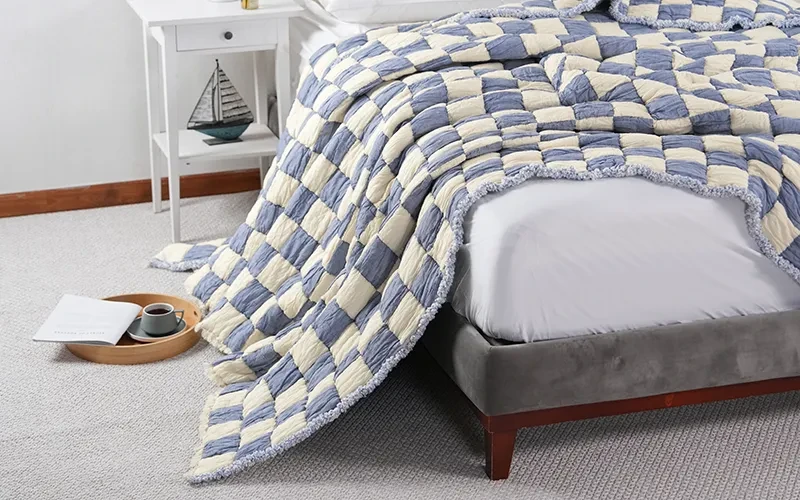 Dama Turkish Cotton BedSpread Bedding 1 PC - King Blue