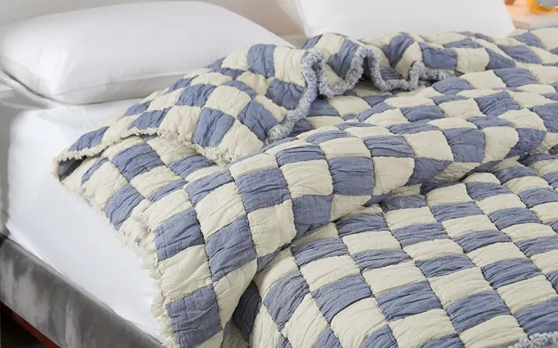 Dama Turkish Cotton BedSpread Bedding 1 PC - King Blue