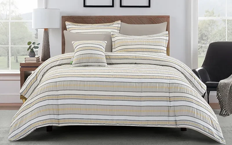 Valentini Jacquard Stripe Comforter Bedding Set 7 PCS - King Multi Color