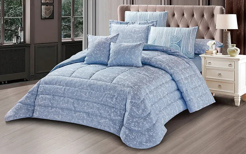 Abstract Jacquard Comforter Bedding Set 8 PCS - King Blue