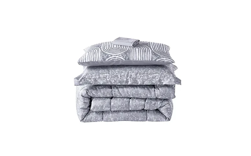Abstract Jacquard Comforter Bedding Set 8 PCS - King Grey