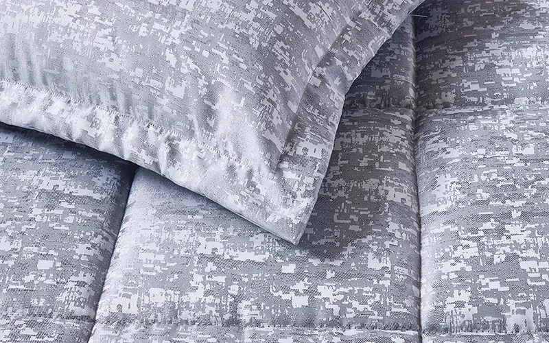 Abstract Jacquard Comforter Bedding Set 8 PCS - King Grey