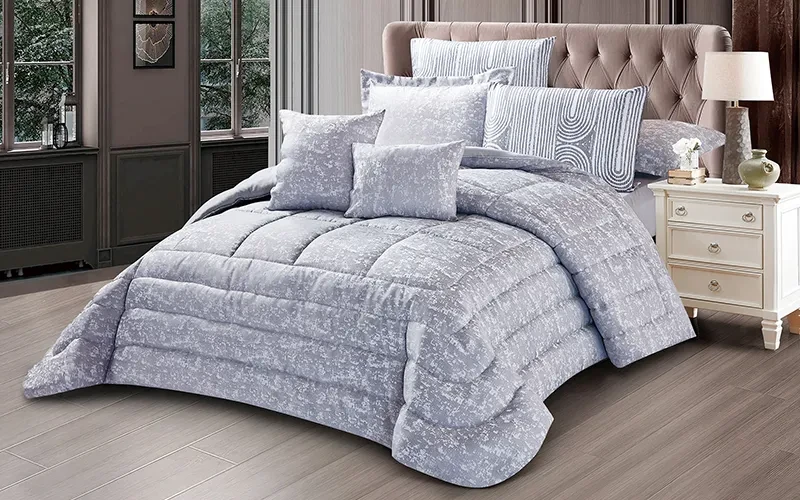Abstract Jacquard Comforter Bedding Set 8 PCS - King Grey