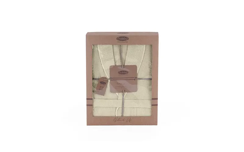 Turkish Unisex Cotton Waffle Bathrobe 1 PC - Cream ( S / M )