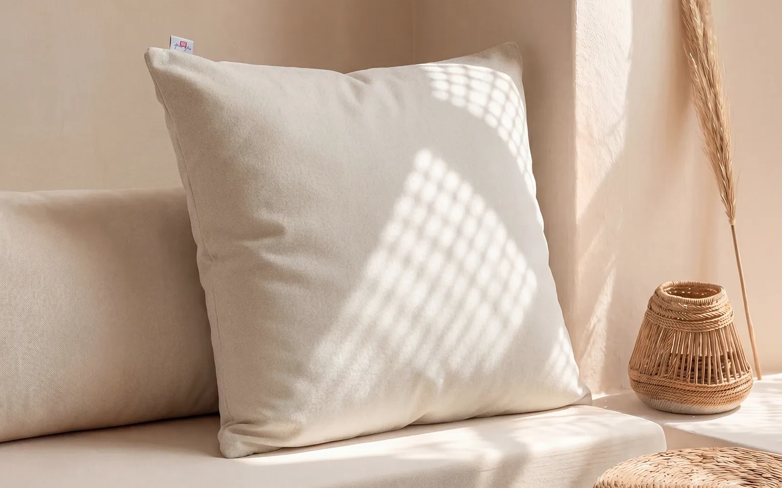 AL Saad Home Kazan Cotton Linen Cushion ( With Filling ) - ( 60 x 60 ) - L.Beige