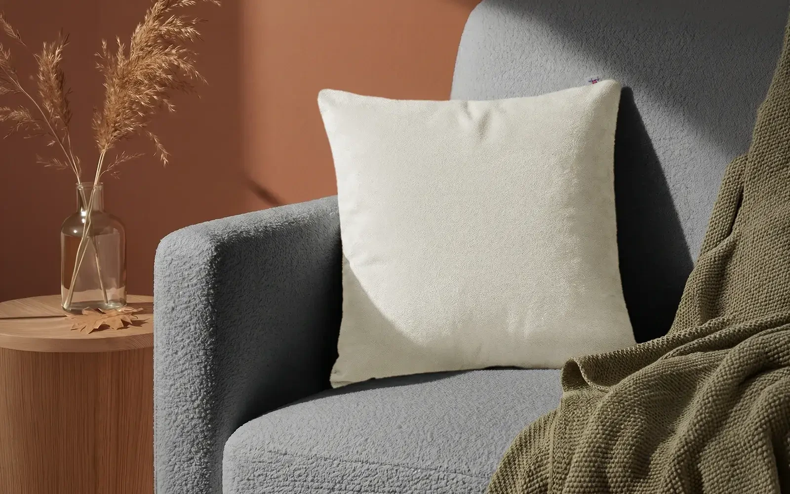 AL Saad Home Kazan Cotton Linen Cushion ( With Filling ) - ( 45 x 45 ) - L.Beige