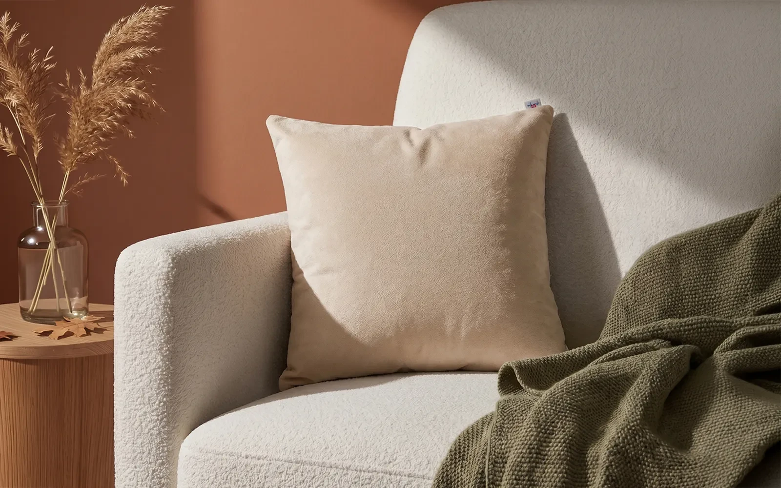 AL Saad Home Kazan Cotton Linen Cushion ( With Filling ) - ( 45 x 45 ) - Beige