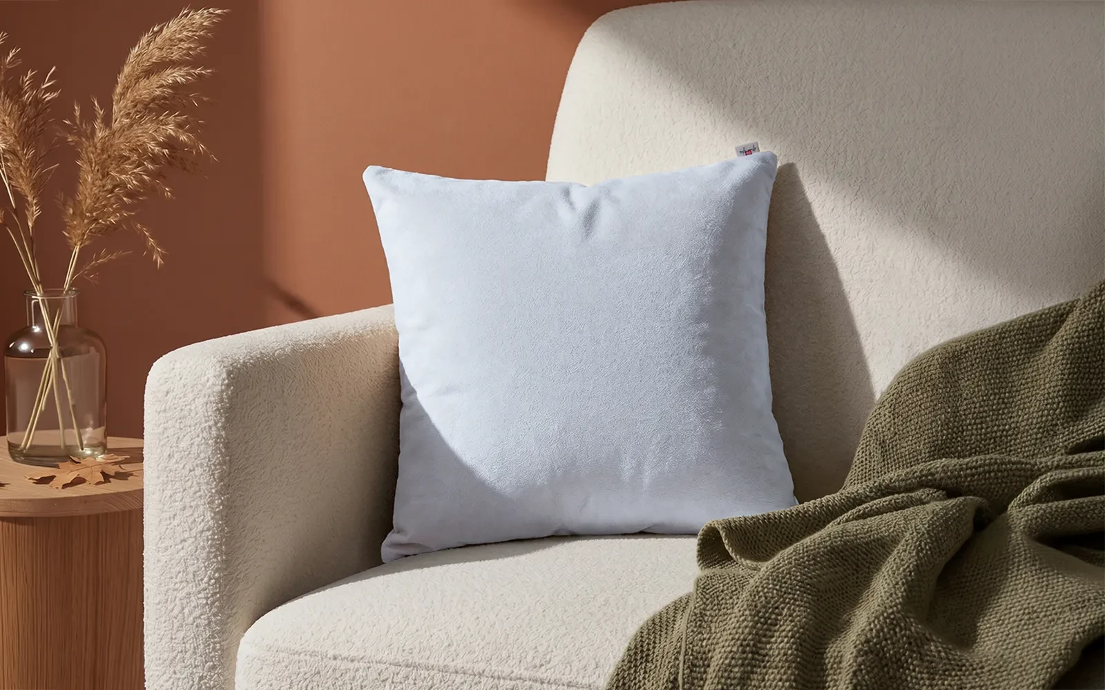 AL Saad Home Kazan Cotton Linen Cushion ( With Filling ) - ( 45 x 45 ) - Silver