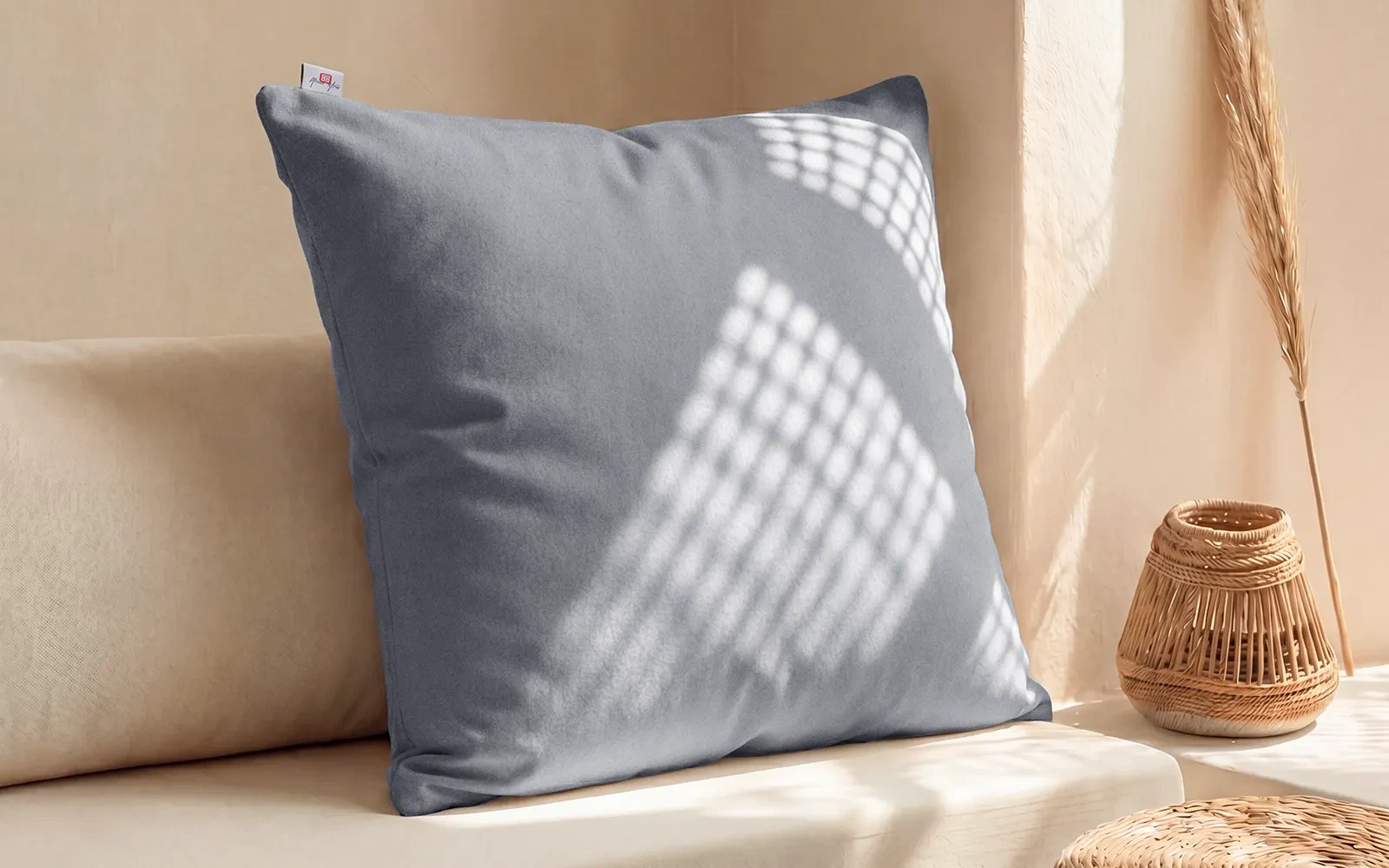 AL Saad Home Kazan Cotton Linen Cushion ( With Filling ) - ( 60 x 60 ) - Grey