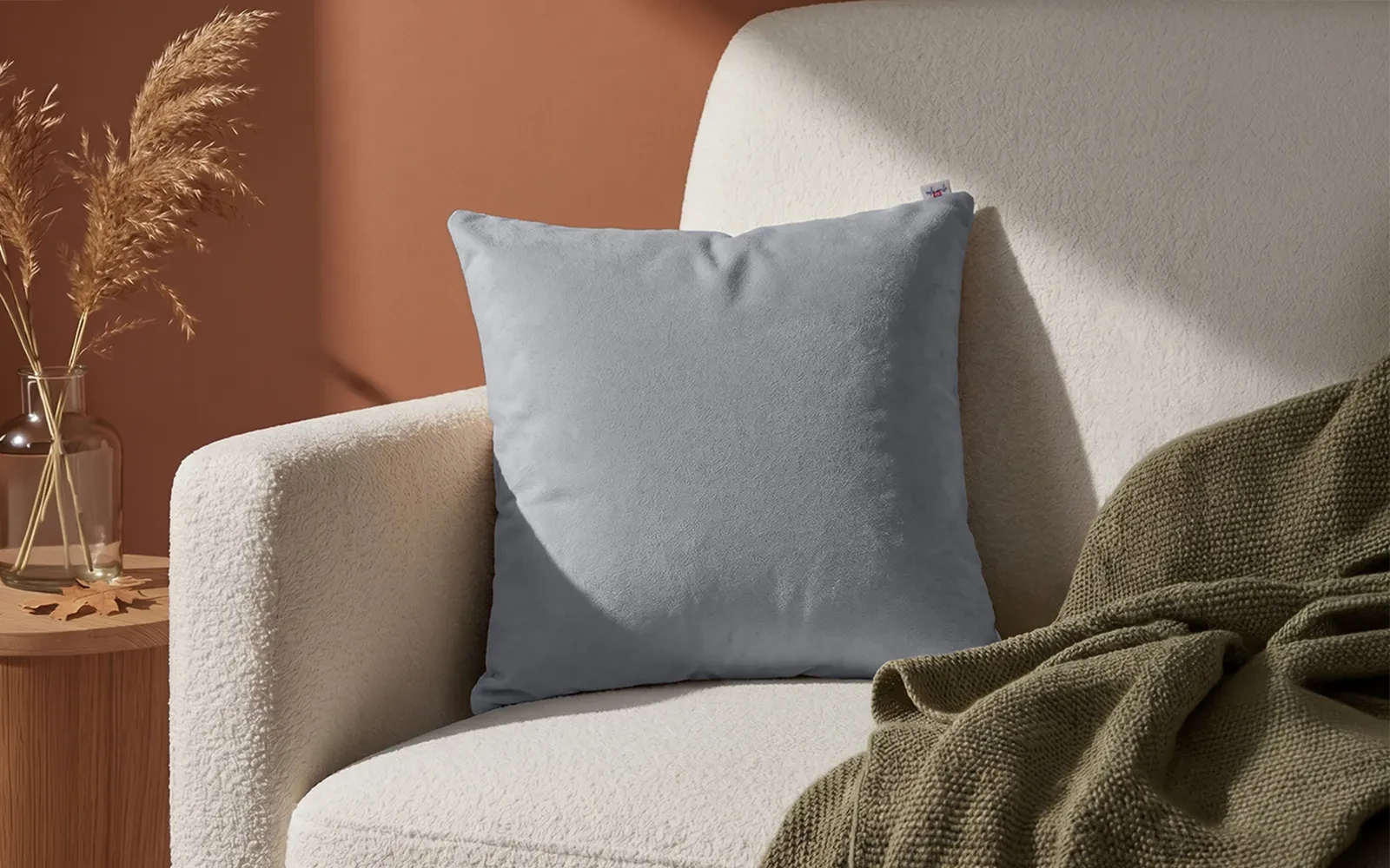 AL Saad Home Kazan Cotton Linen Cushion ( With Filling ) - ( 45 x 45 ) - Grey