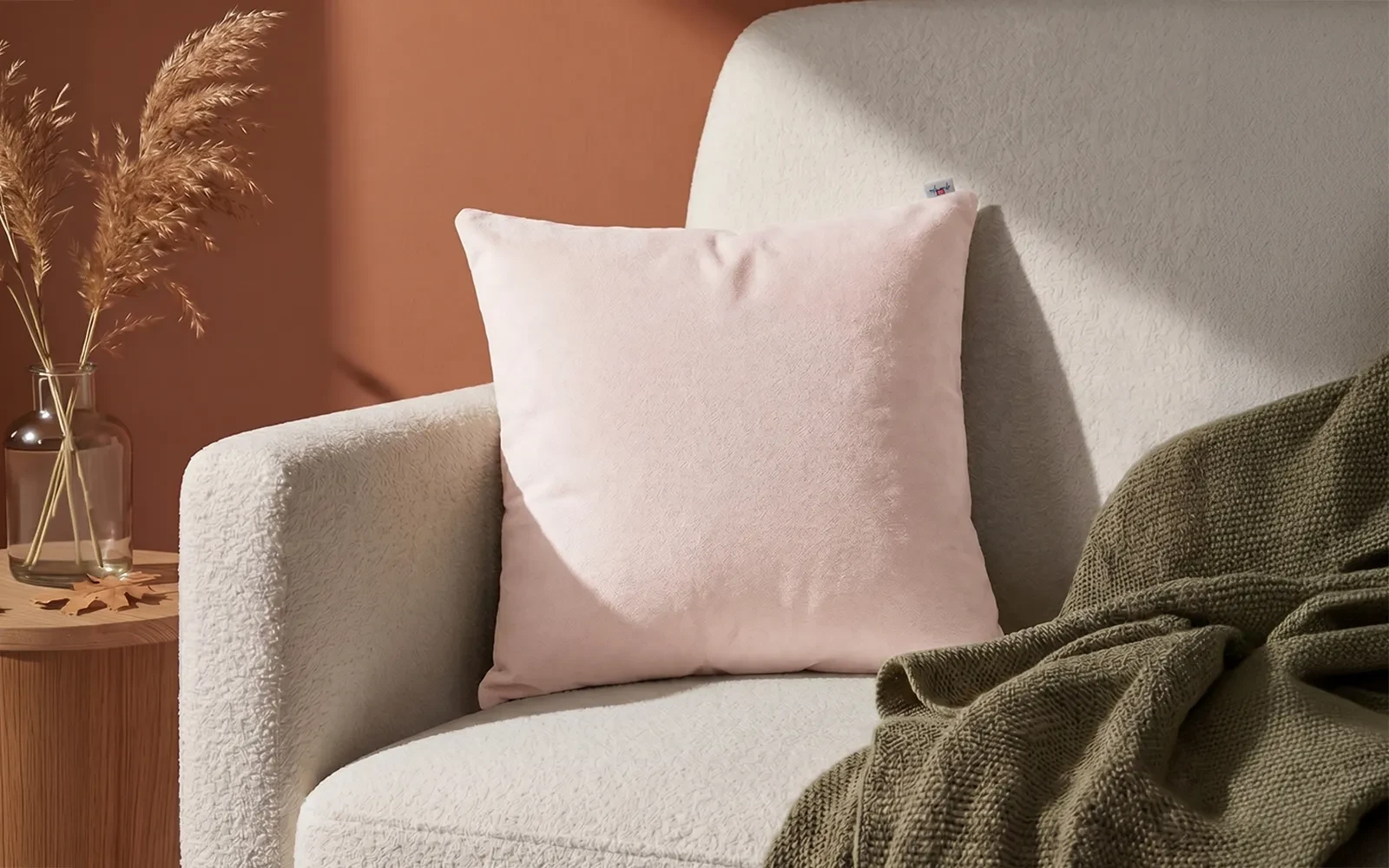 AL Saad Home Kazan Cotton Linen Cushion ( With Filling ) - ( 45 x 45 ) - L.Pink