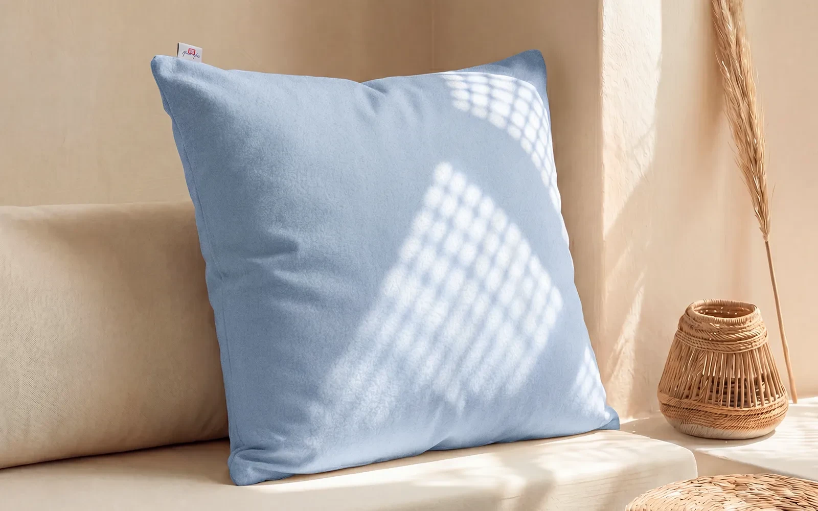 AL Saad Home Kazan Cotton Linen Cushion ( With Filling ) - ( 60 x 60 ) - Blue