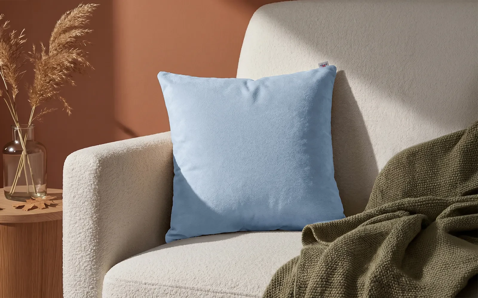 AL Saad Home Kazan Cotton Linen Cushion ( With Filling ) - ( 45 x 45 ) - Blue