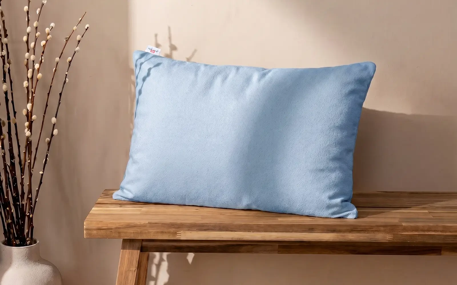 AL Saad Home Kazan Cotton Linen Cushion ( With Filling ) - ( 35 x 55 ) - Blue