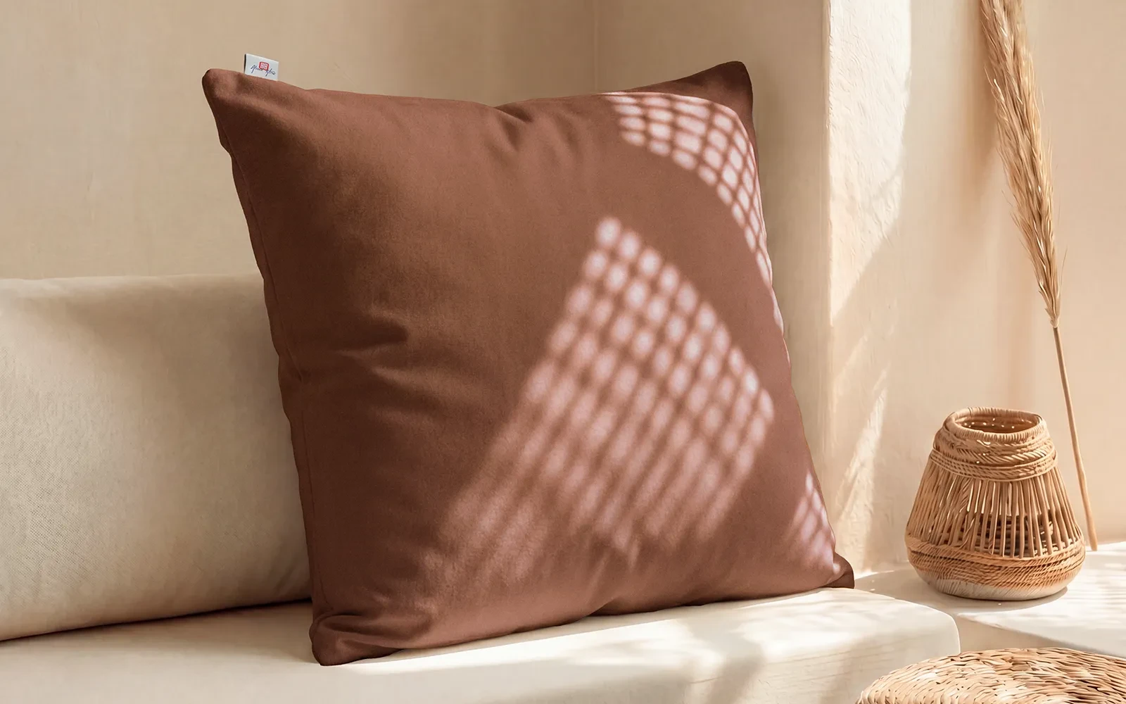 AL Saad Home Kazan Cotton Linen Cushion ( With Filling ) - ( 60 x 60 ) - Brown