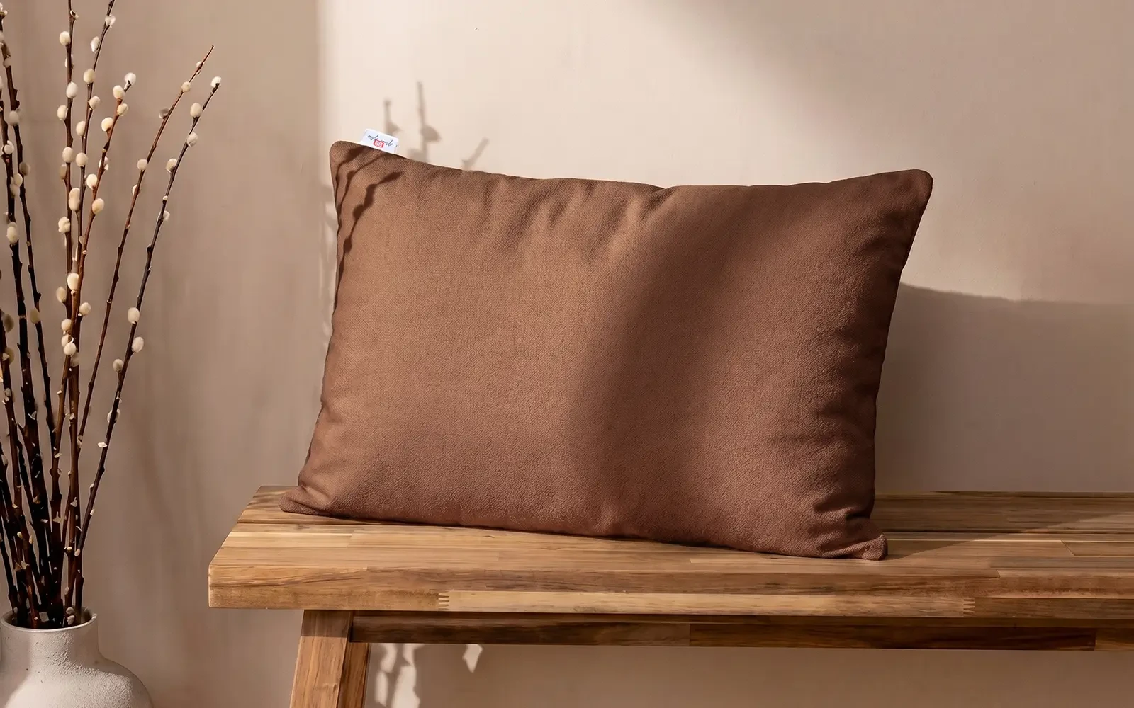 AL Saad Home Kazan Cotton Linen Cushion ( With Filling ) - ( 35 x 55 ) - Brown