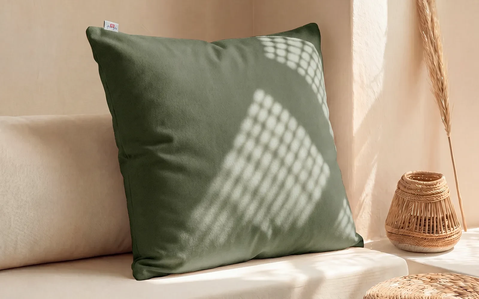 AL Saad Home Kazan Cotton Linen Cushion ( With Filling ) - ( 60 x 60 ) - Mint