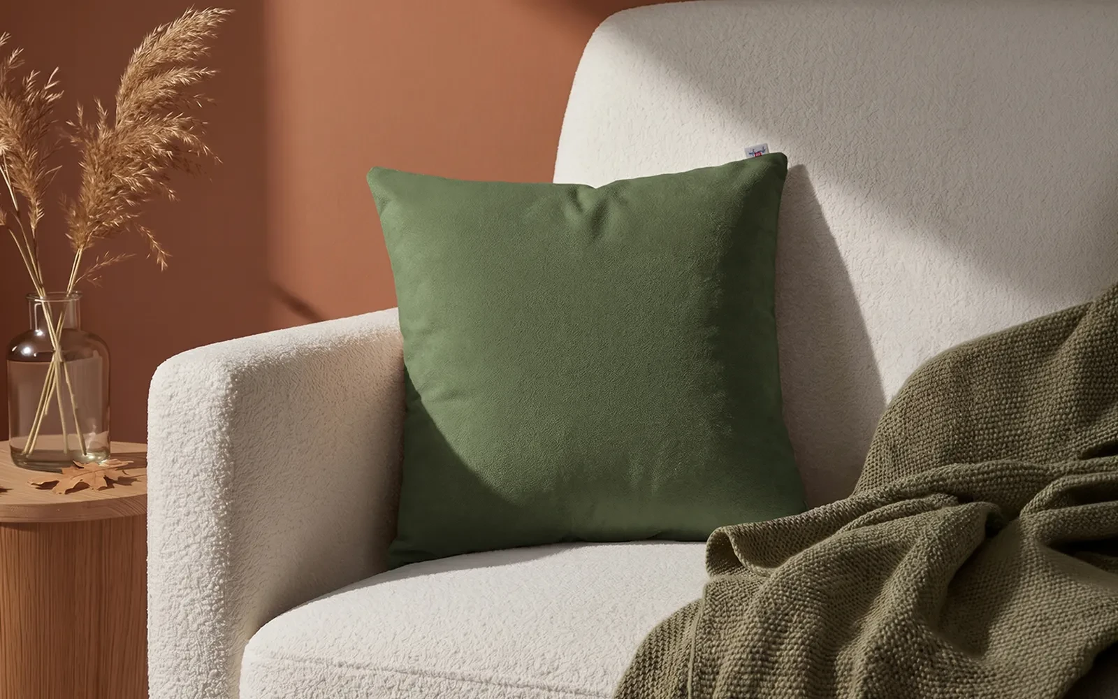 AL Saad Home Kazan Cotton Linen Cushion ( With Filling ) - ( 45 x 45 ) - Mint