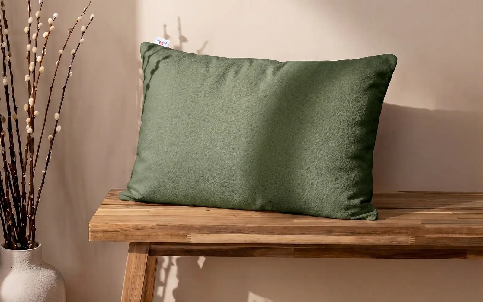 AL Saad Home Kazan Cotton Linen Cushion ( With Filling ) - ( 35 x 55 ) - Mint