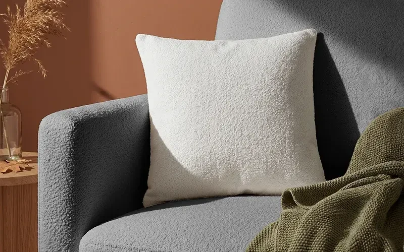 AL Saad Home Chenille Tala Cushion ( With Filling ) - ( 45 x 45 ) - White