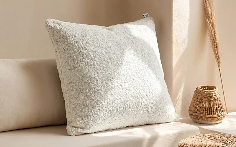 AL Saad Home Chenille Tala Cushion ( With Filling ) - ( 60 x 60 ) - White