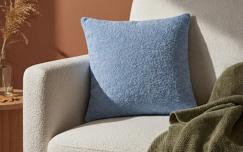 AL Saad Home Chenille Tala Cushion ( With Filling ) - ( 45 x 45 ) - Blue