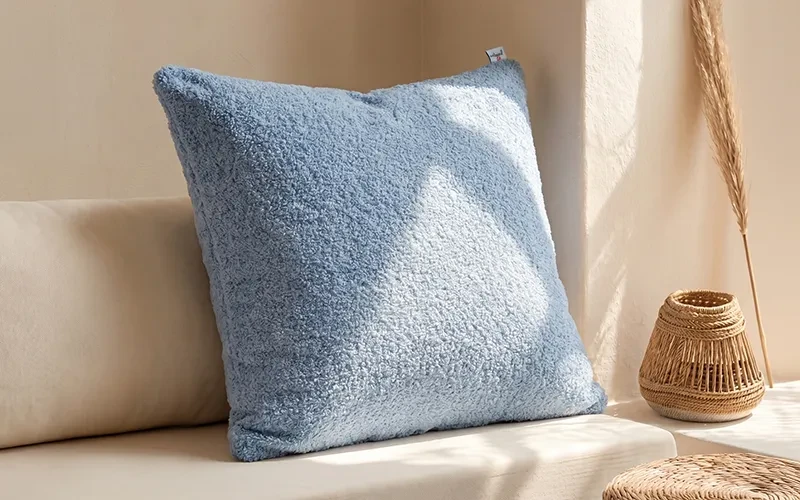 AL Saad Home Chenille Tala Cushion ( With Filling ) - ( 60 x 60 ) - Blue