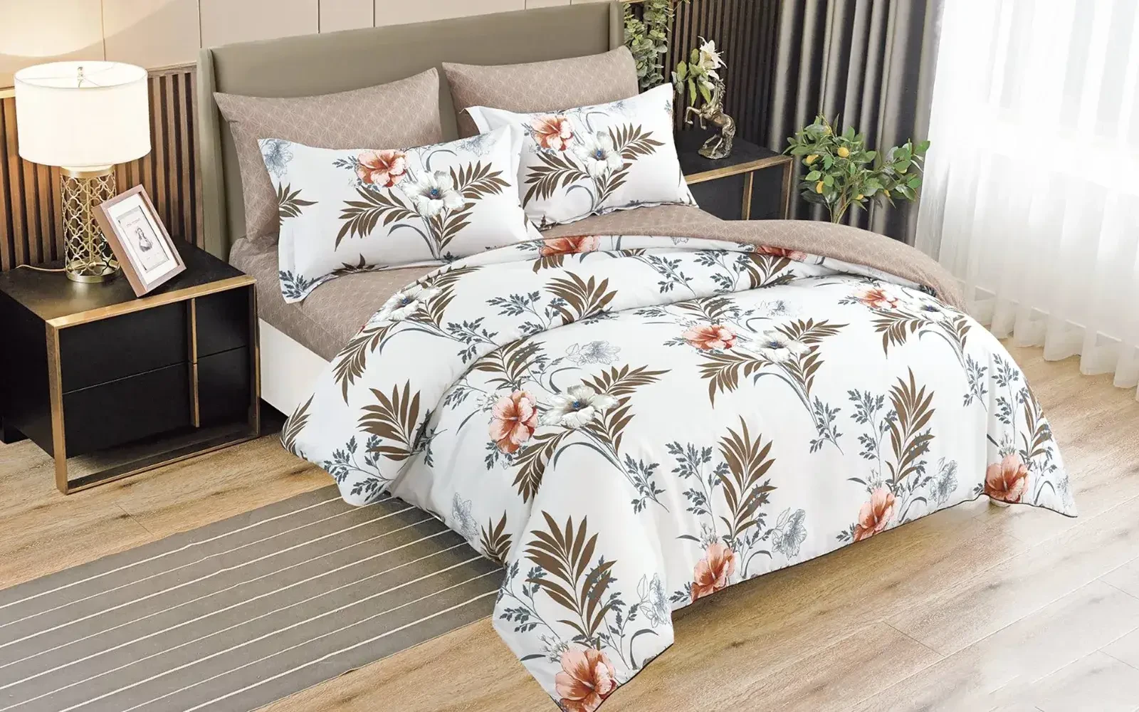 Casa Double Face Printed Comforter Bedding Set 4 PCS - Single Multi Color
