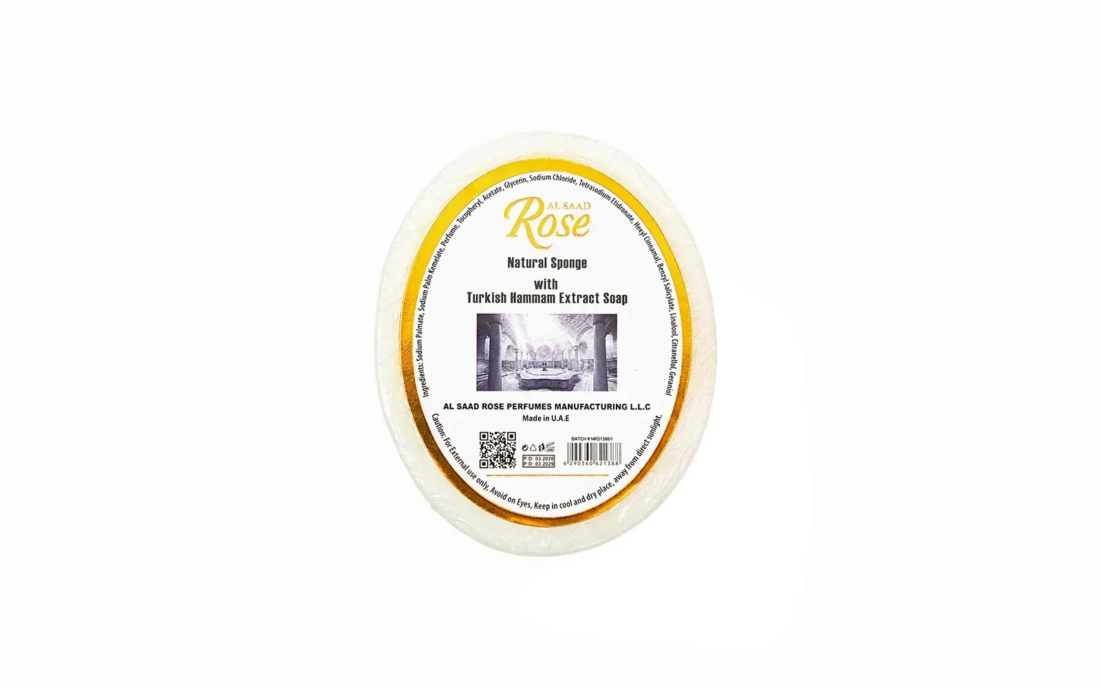 Al Saad Rose Natural Sponge Soap 1 Pc - With Turkish Hammam 