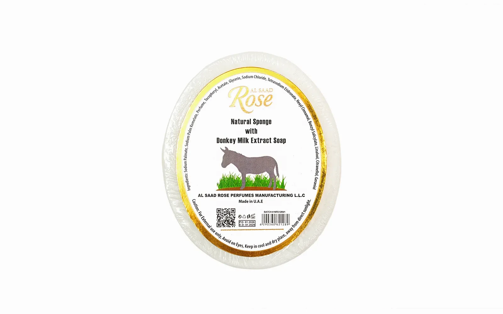 Al Saad Rose Natural Sponge Soap 1 Pc - With Donkey Milk Extract