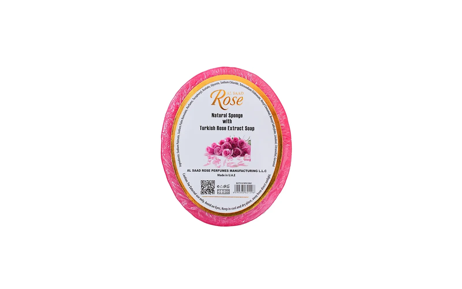 Al Saad Rose Natural Sponge Soap 1 Pc - With Turkish Rose Extract