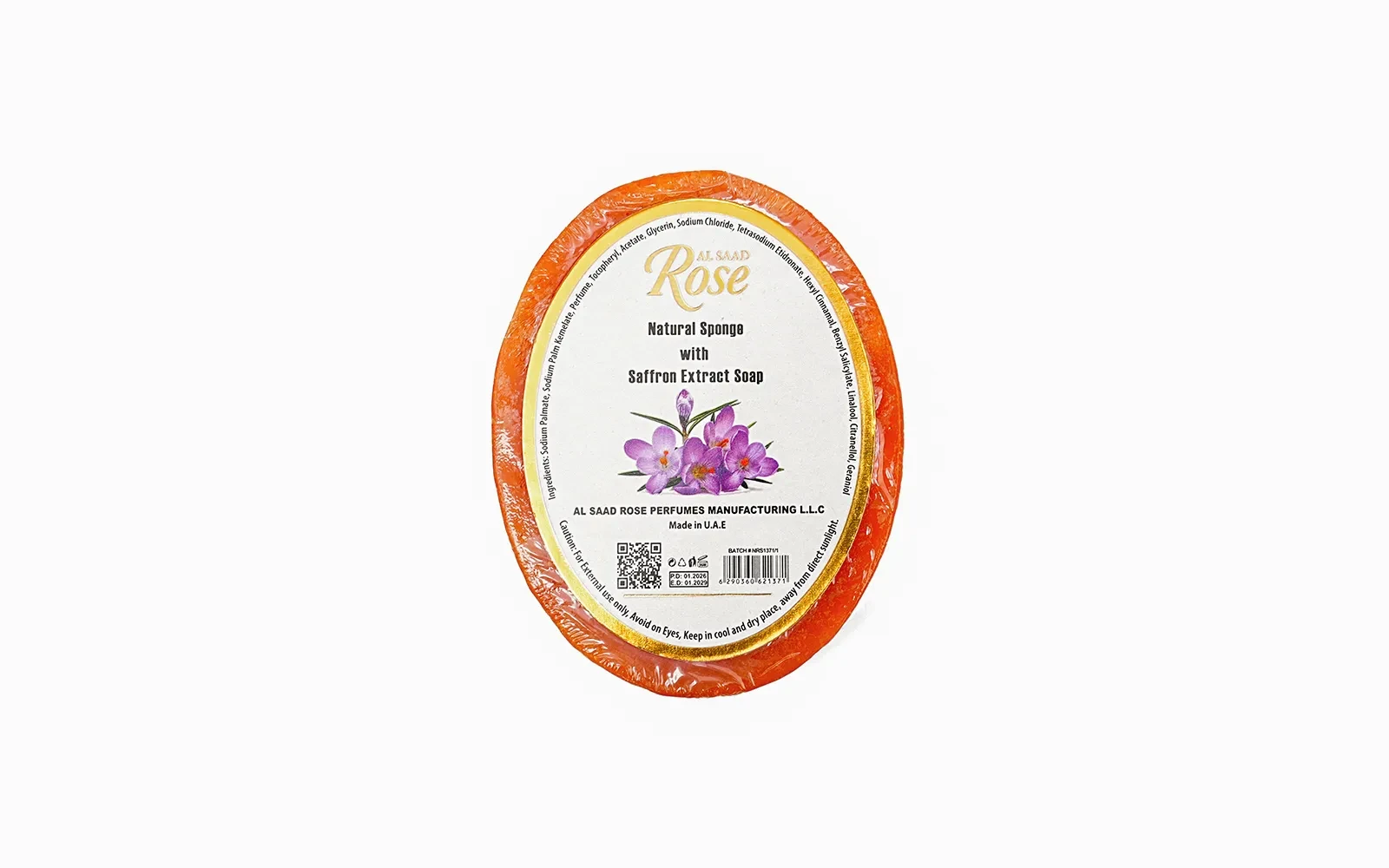 Al Saad Rose Natural Sponge Soap 1 Pc - With Saffron Extract