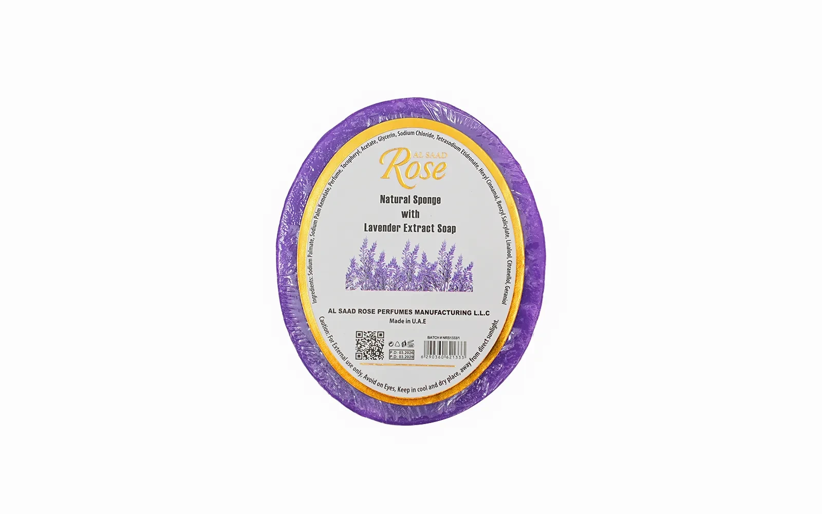 Al Saad Rose Natural Sponge Soap 1 Pc - With Lavender Extract