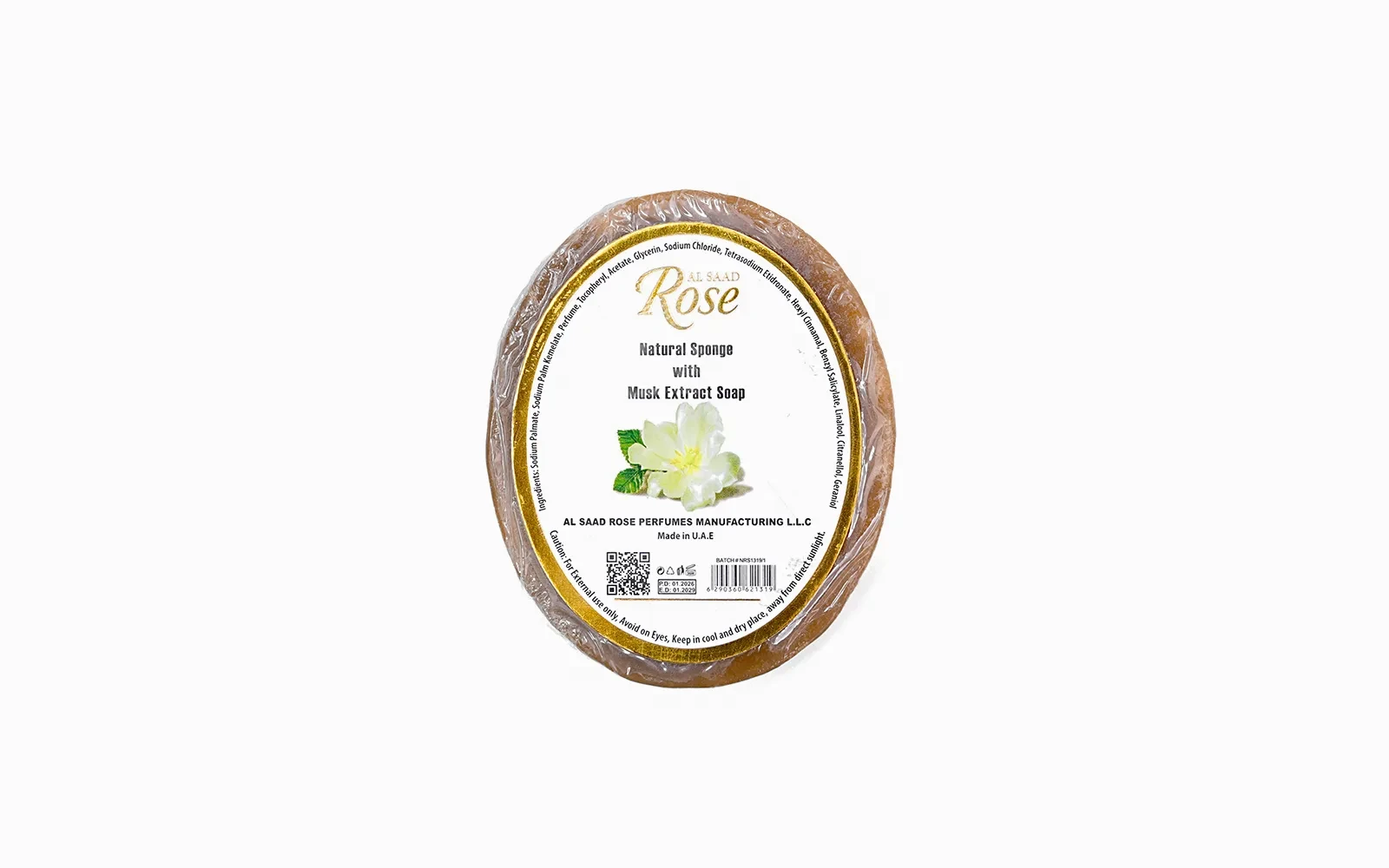 Al Saad Rose Natural Sponge Soap 1 Pc - With Musk Extract