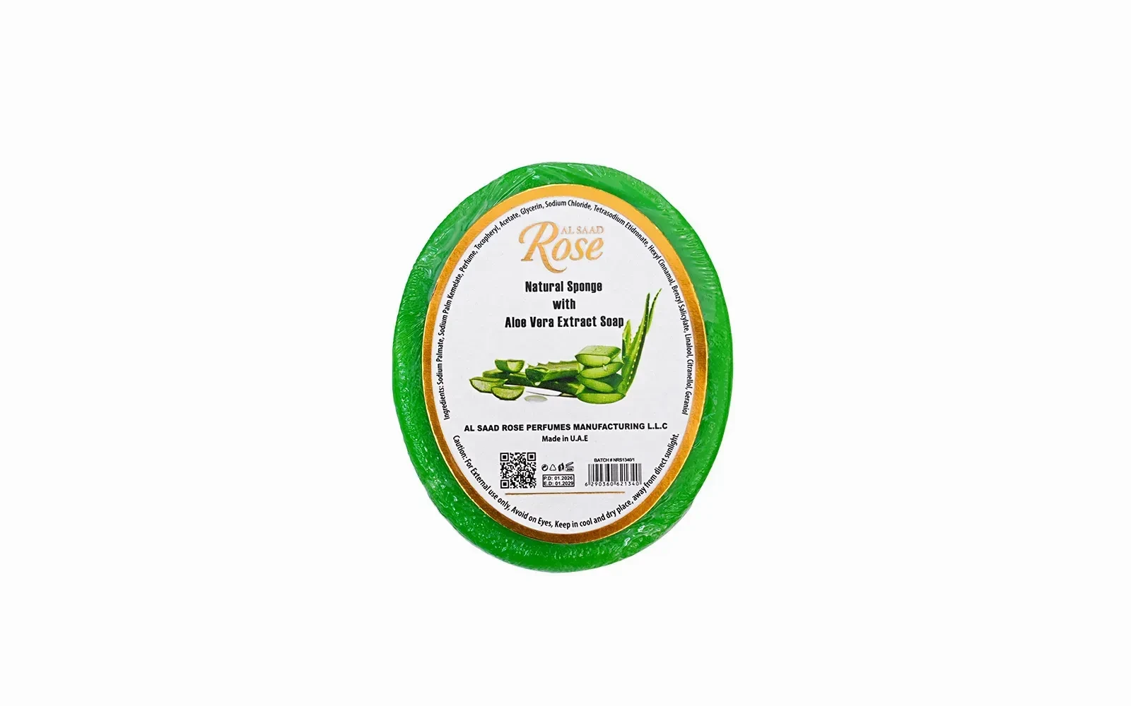 Al Saad Rose Natural Sponge Soap 1 Pc - With Aloe Vera Extract