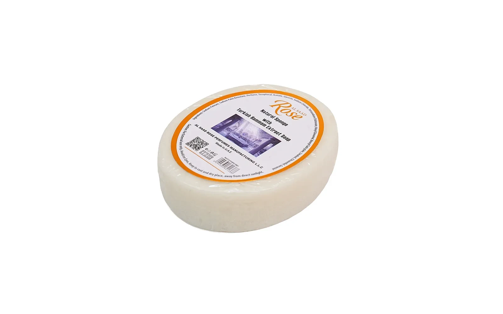 Al Saad Rose Natural Sponge Soap 1 Pc - With Turkish Hammam 