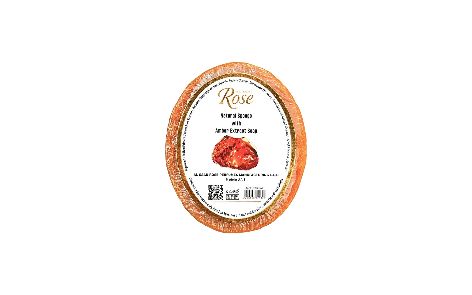 Al Saad Rose Natural Sponge Soap 1 Pc - With Amber Extract