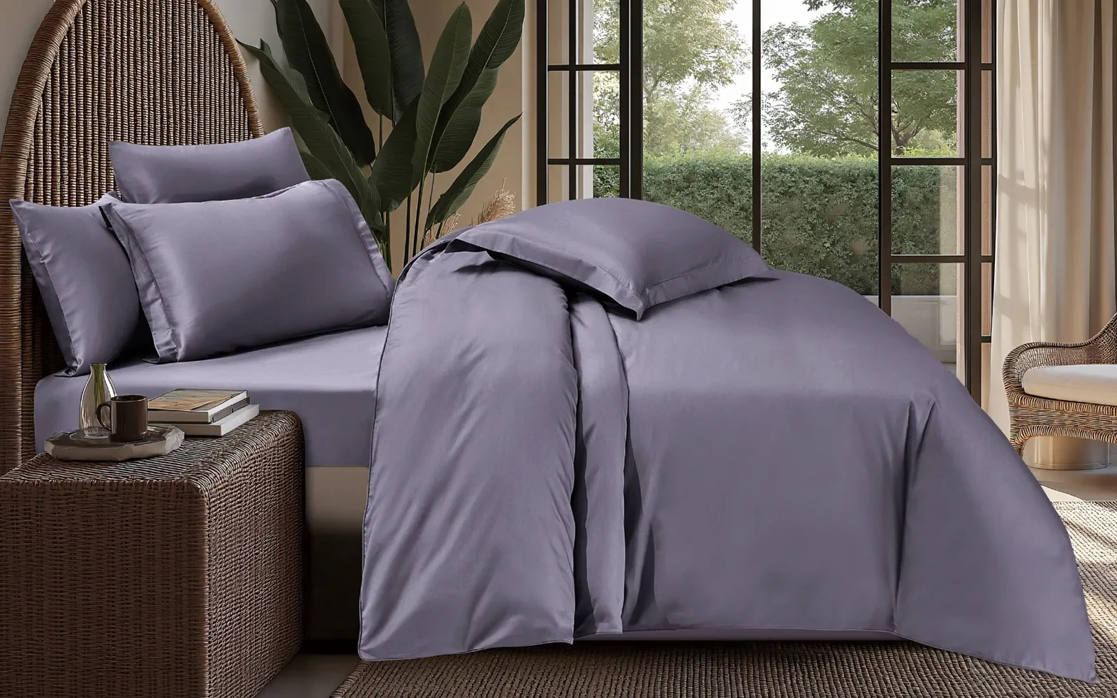 Belle Cotton Plain Duvet Cover Bedding Set Without Filling 6 PCS - King Grey