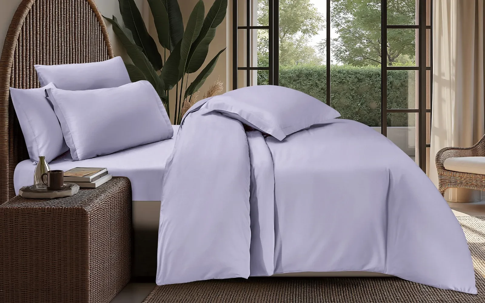 Belle Cotton Plain Duvet Cover Bedding Set Without Filling 6 PCS - King Silver
