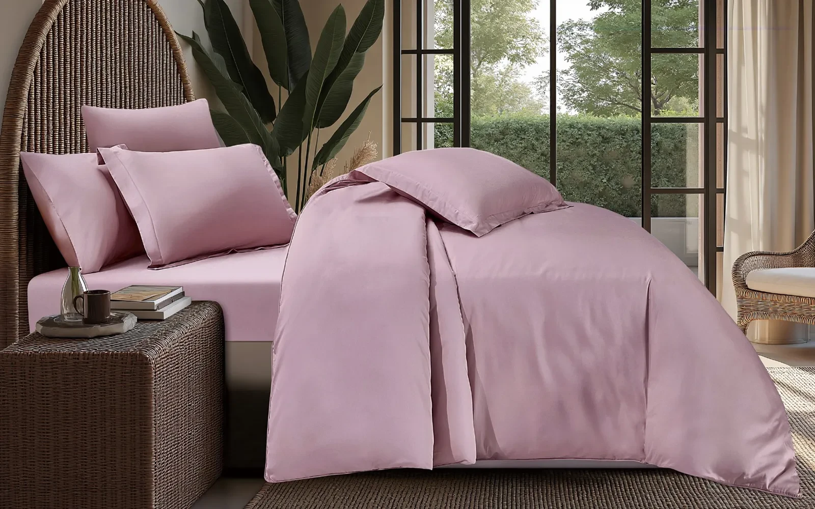 Belle Cotton Plain Duvet Cover Bedding Set Without Filling 6 PCS - King Pudra