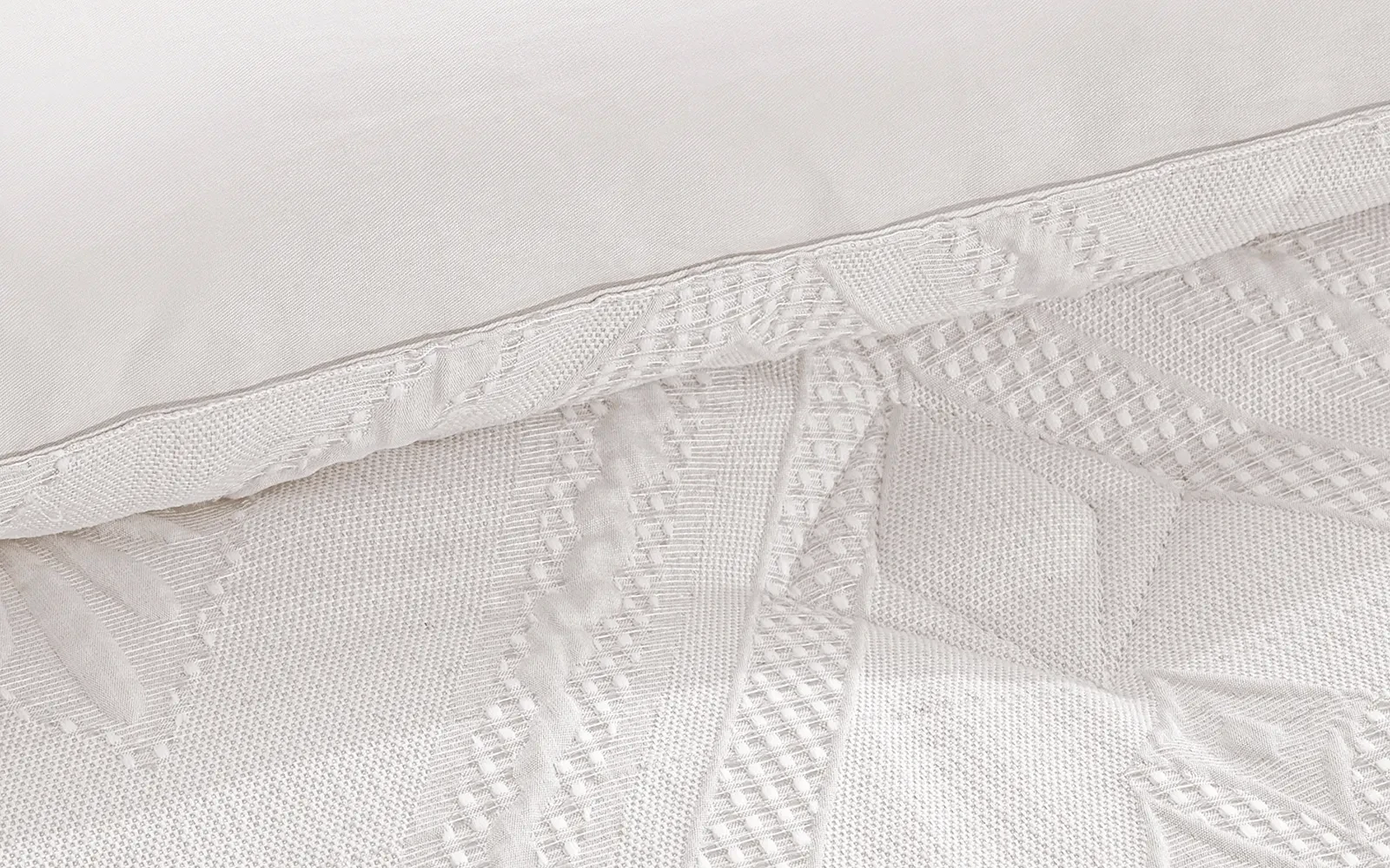 Andalus Cotton Waffle  Jacquard Comforter Bedding Set 7 PCS - King L.Beige