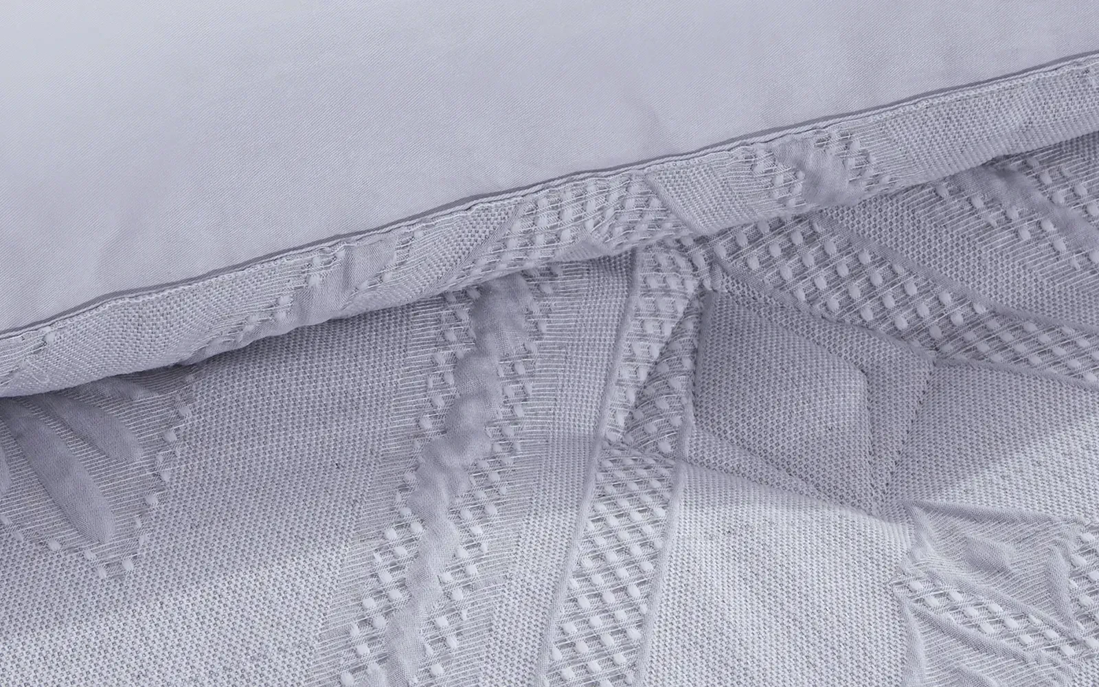 Andalus Cotton Waffle  Jacquard Comforter Bedding Set 7 PCS - King Silver