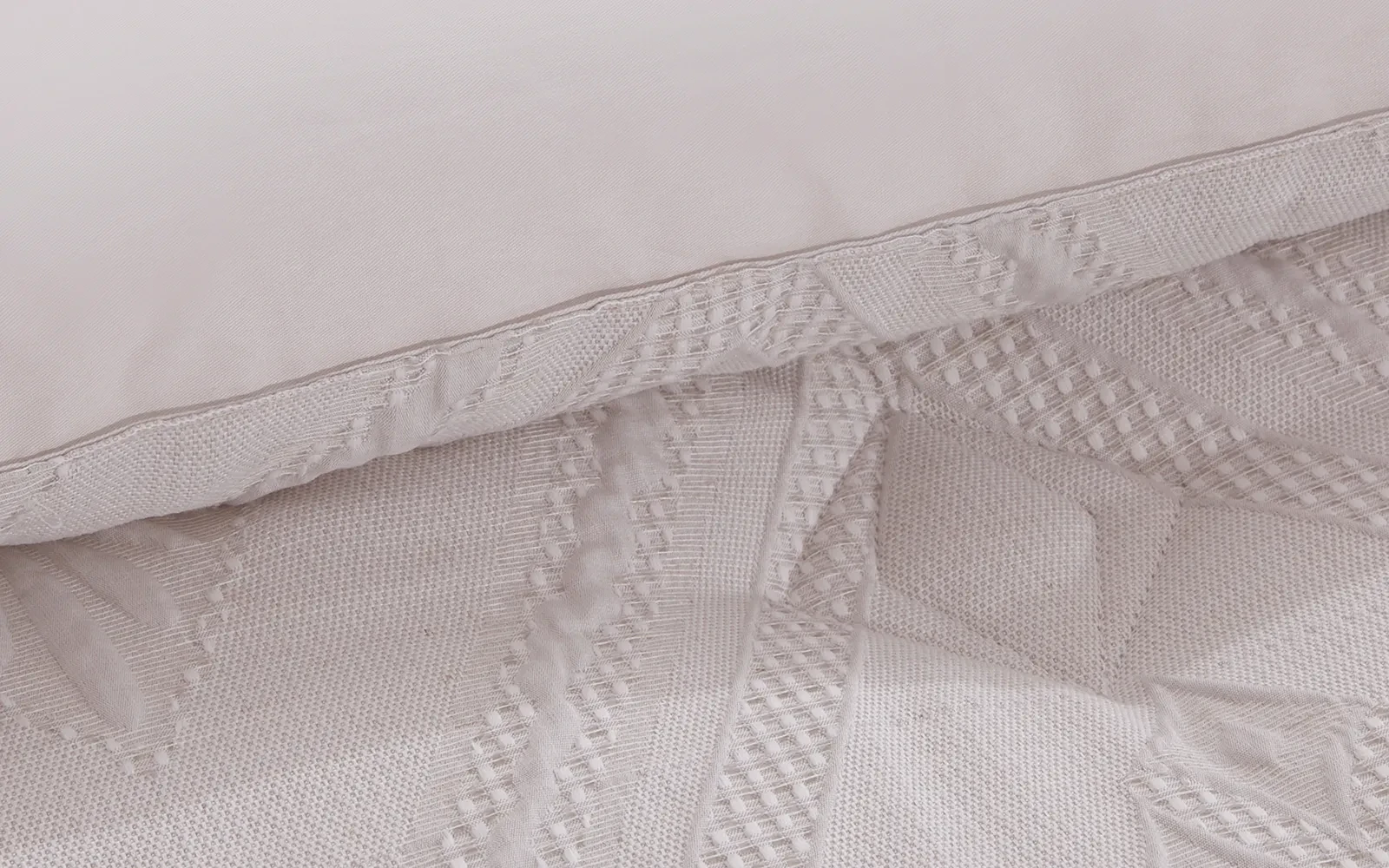 Andalus Cotton Waffle  Jacquard Comforter Bedding Set 6 PCS - Queen Beige