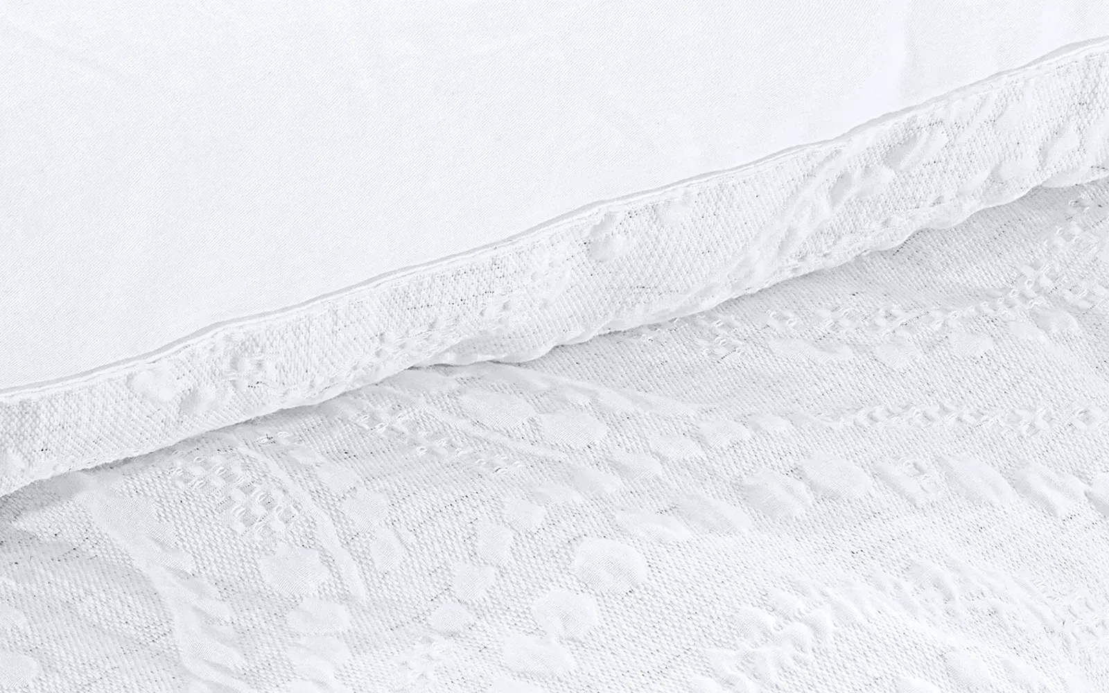 Oriental Cotton Waffle Jacquard Comforter Bedding Set 6 PCS - Queen Off White