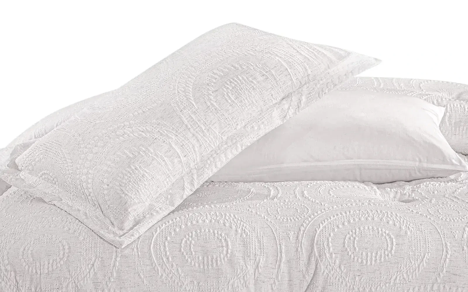 Oriental Cotton Waffle Jacquard Comforter Bedding Set 6 PCS - Queen L.Beige